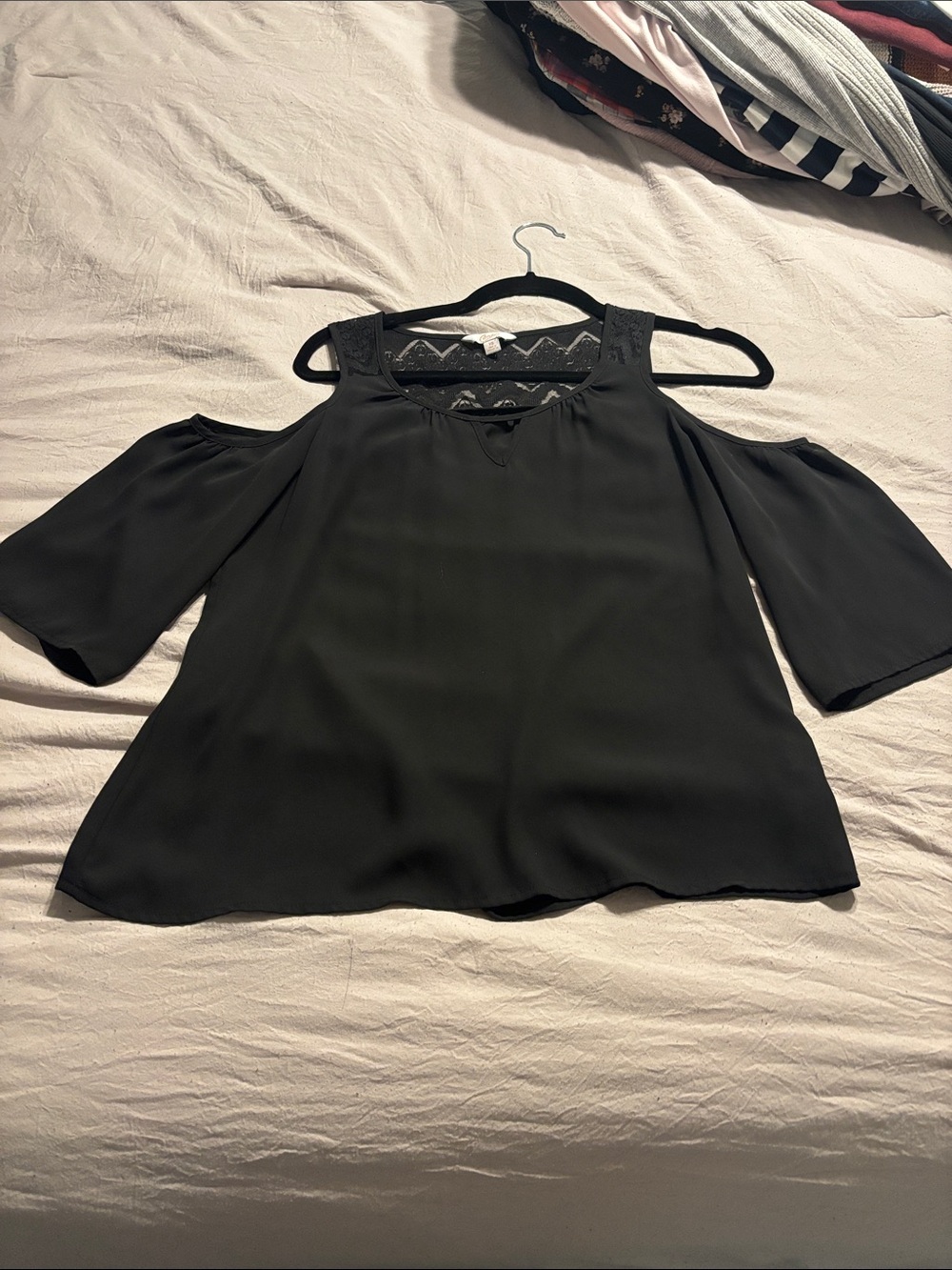 Black Cold-Shoulder Blouse - Classic Lightweight Top